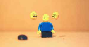 lego with two lego heads next to it