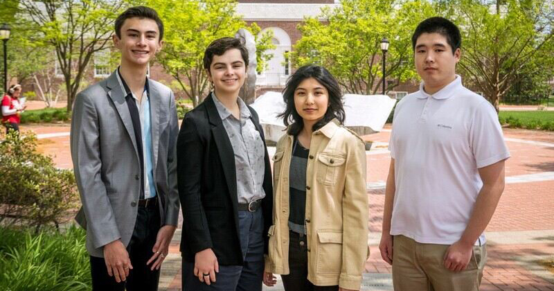 UD’s 2023 Goldwater Scholars are, from left to right, junior Derek Wu, junior Dana Kullgren, junior Miya Mudalamane and junior Qi (Matthew) Zhang.